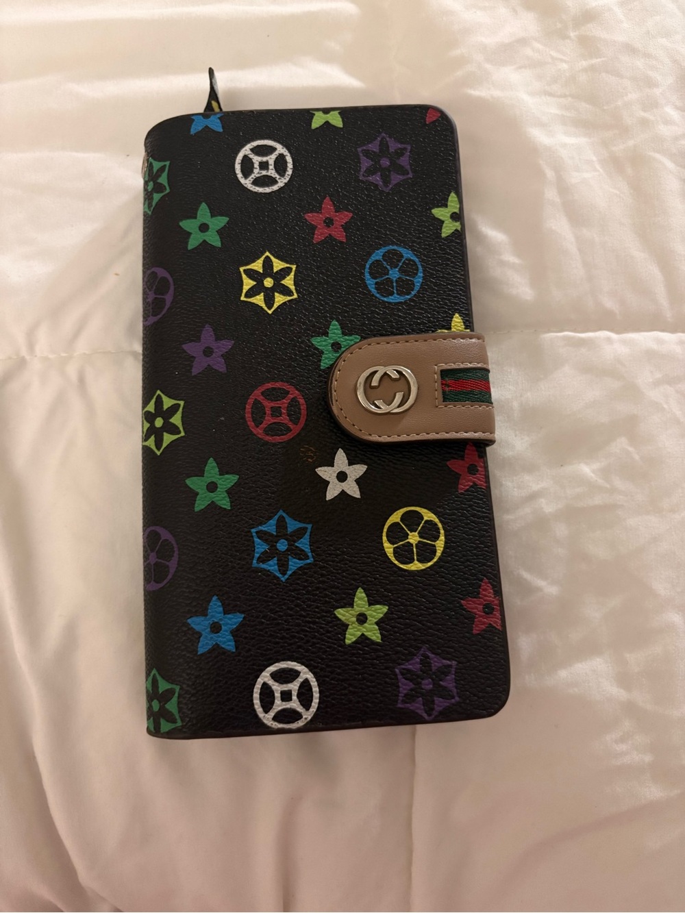 Luxury Black Multicolor Pattern Wallet Phone Case